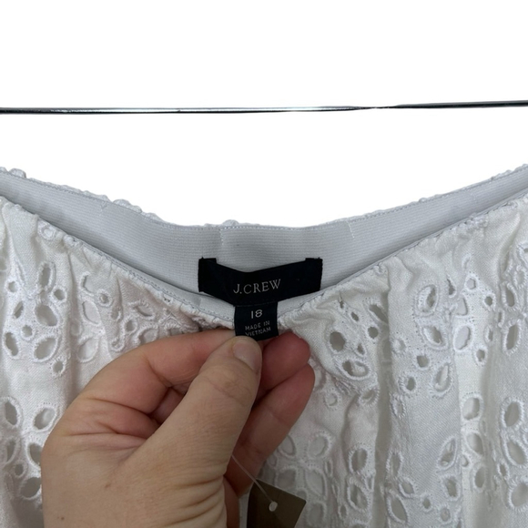 J.Crew White Linen-blend Maxi Side Slit Skirt Eyelet Elastic Waist Plus Size 18 - Picture 8 of 12